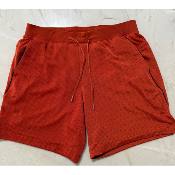 Lululemon Other - Lululemon Double Layered Mesh Shorts Men's Large Orange 7 Inch Inseam LM7BSES